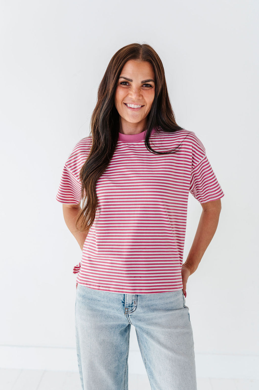 Kai Striped Top in Rose