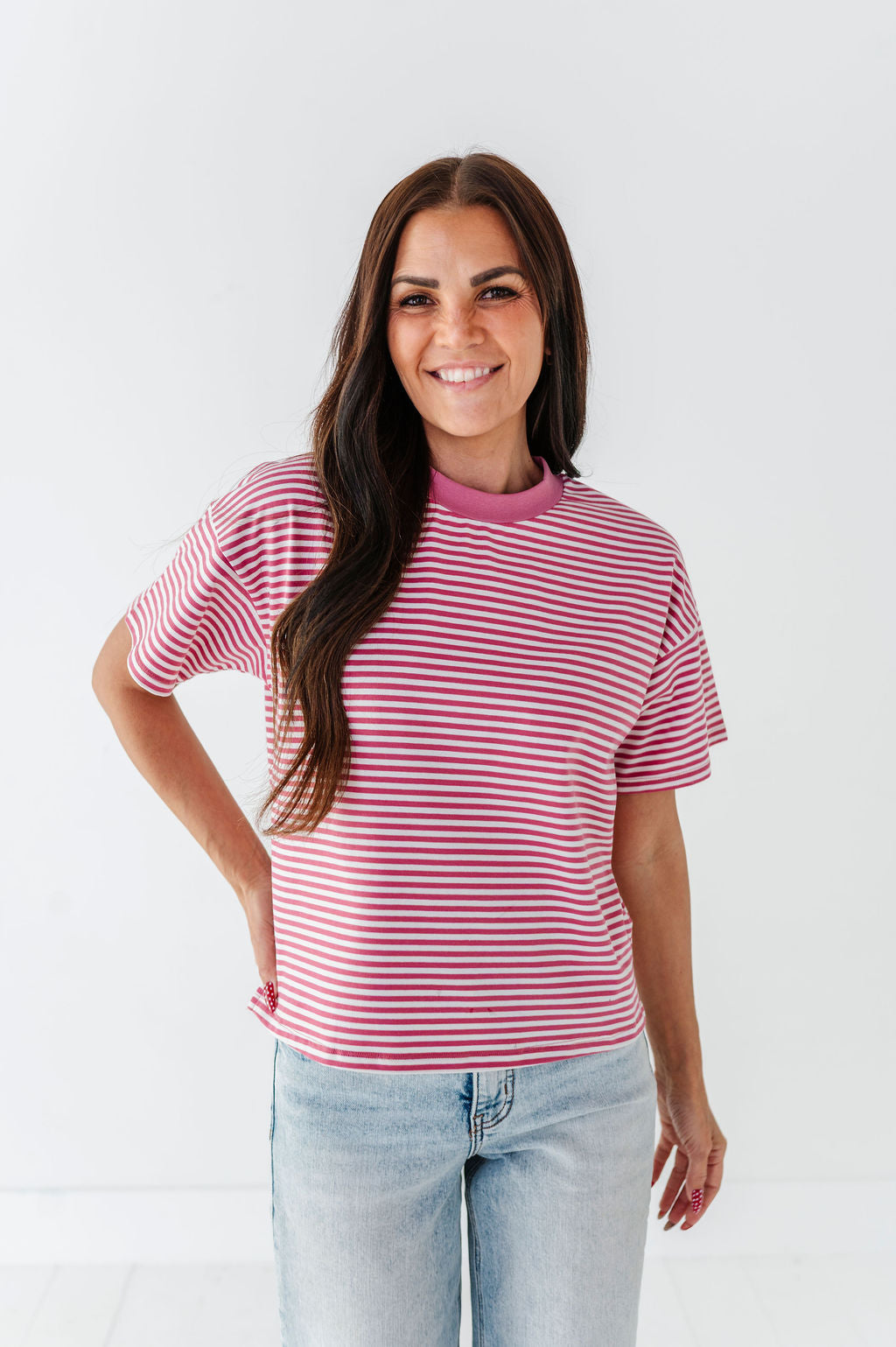 Kai Striped Top in Rose