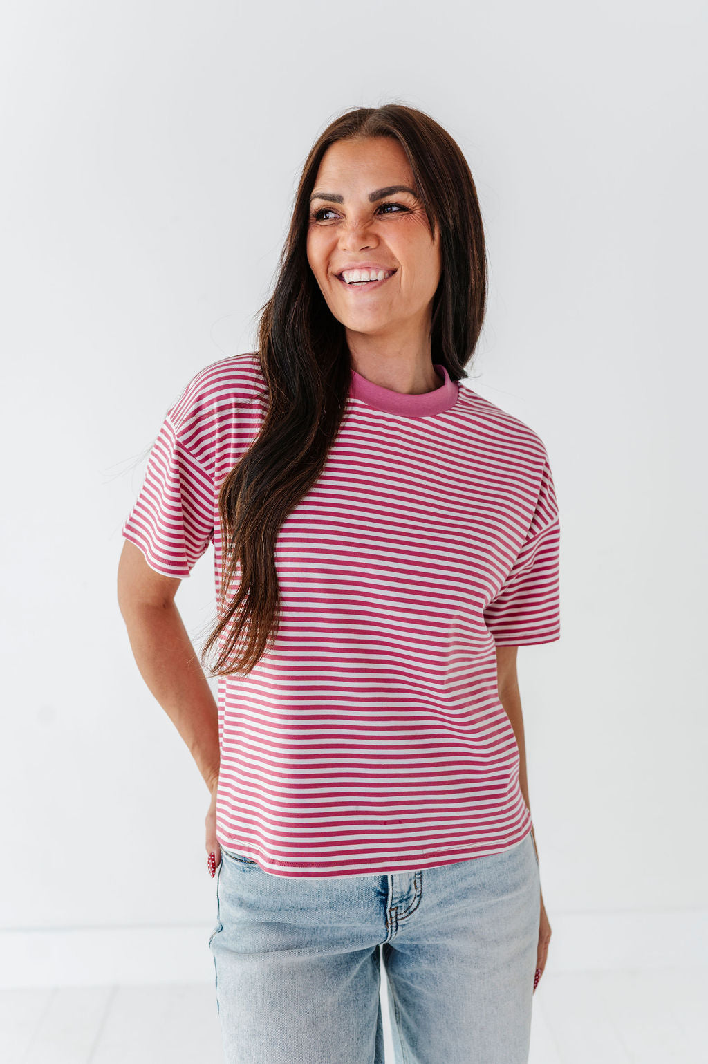 Kai Striped Top in Rose
