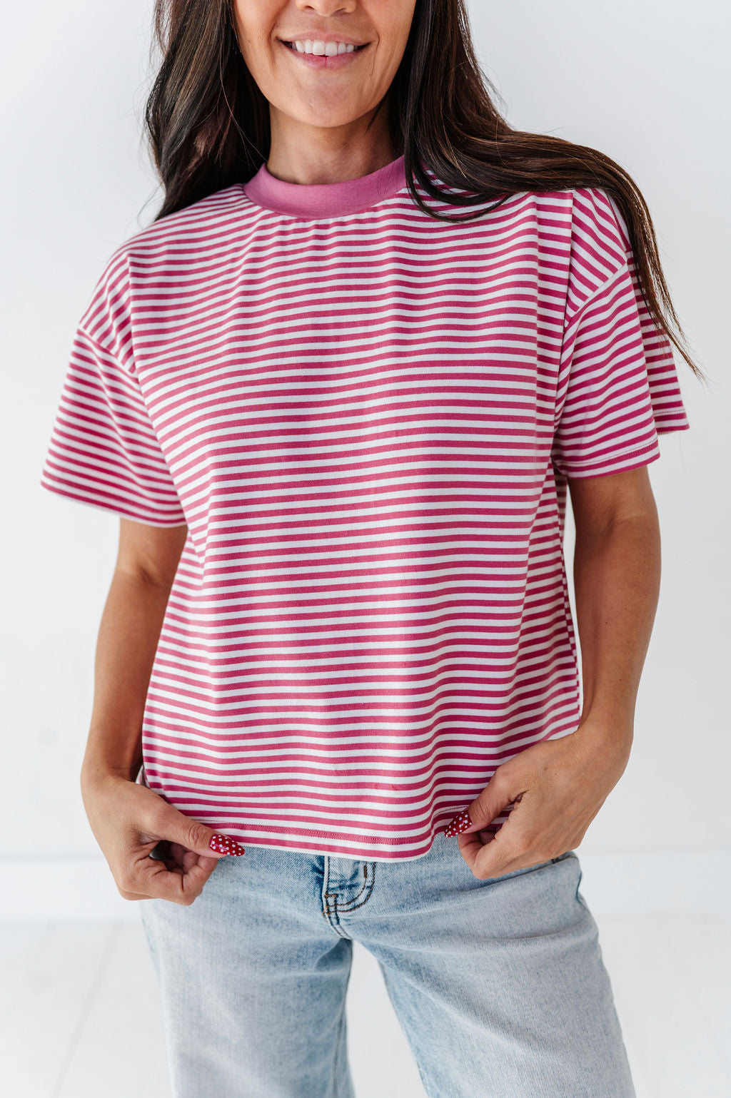 Kai Striped Top in Rose