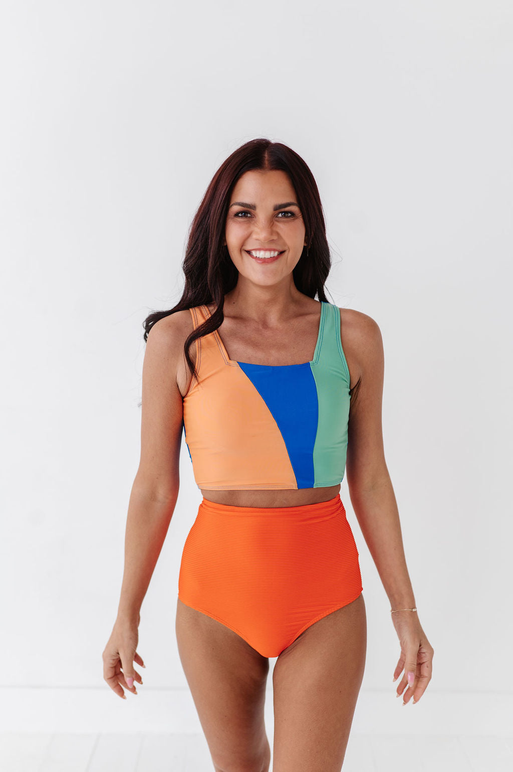 High Waisted Textured Bottom in Poppy - Size XS Left