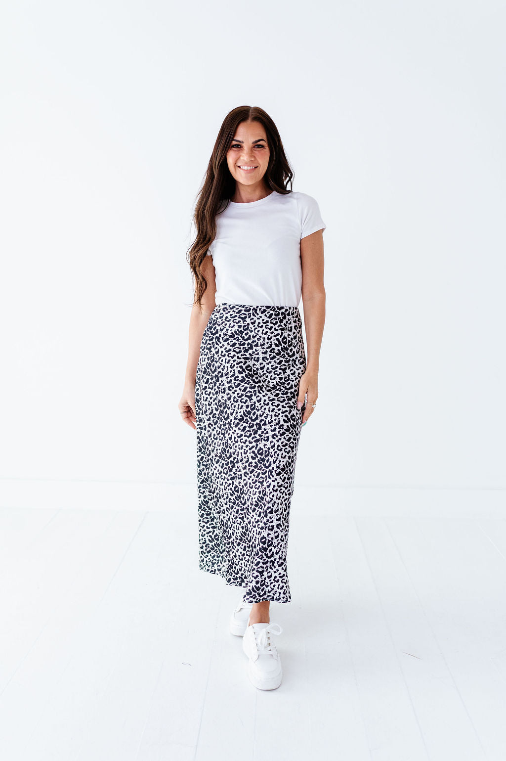 Estella Leopard Skirt in Ivory