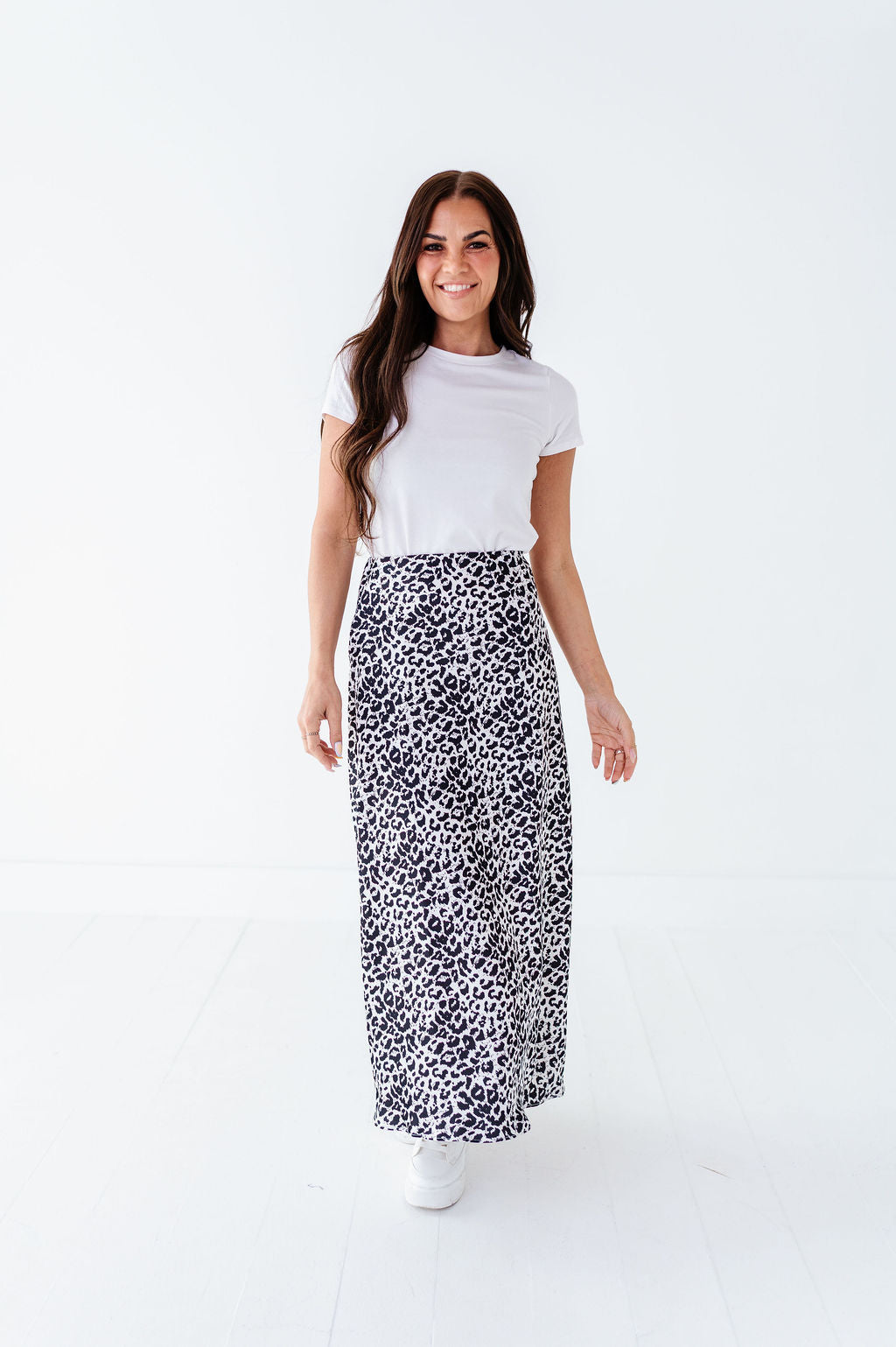 Estella Leopard Skirt in Ivory