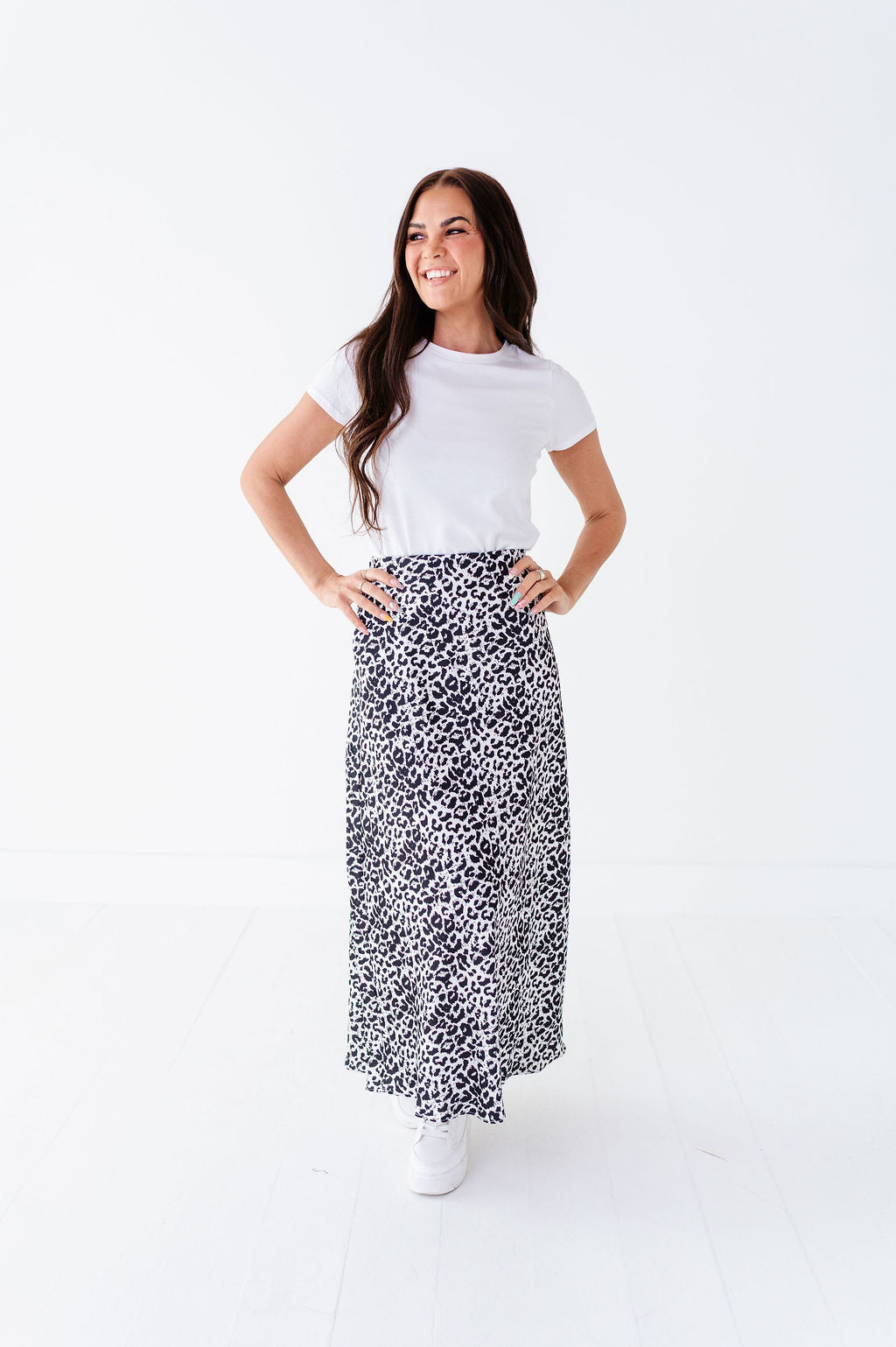Estella Leopard Skirt in Ivory