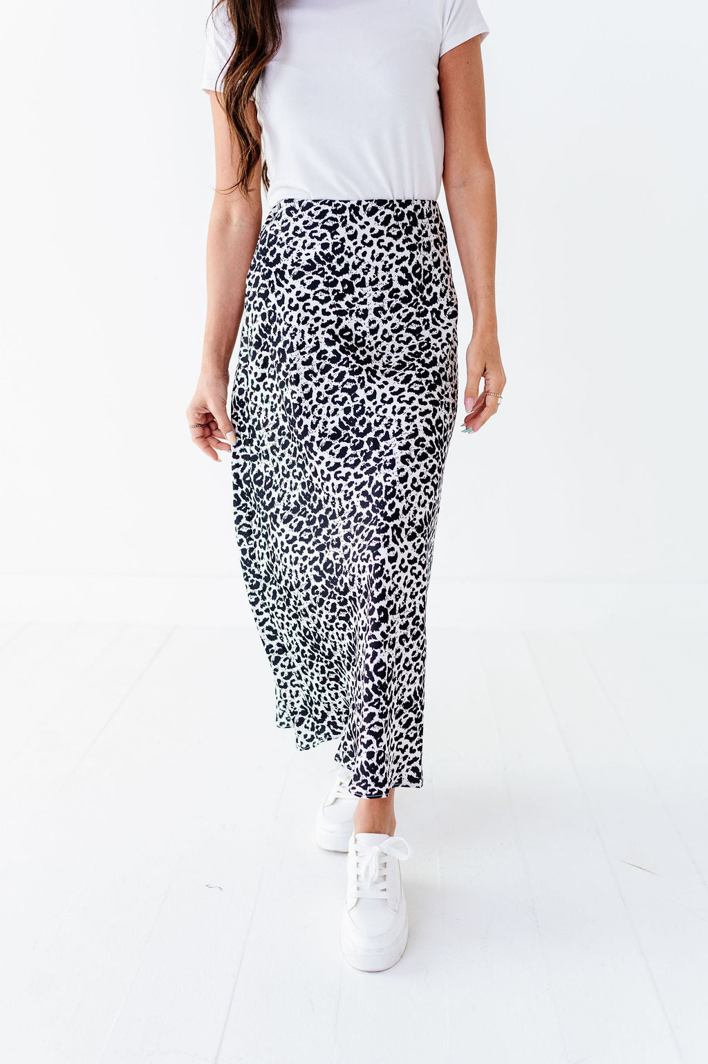 Estella Leopard Skirt in Ivory
