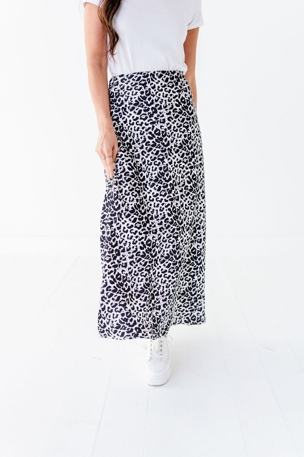 Estella Leopard Skirt in Ivory