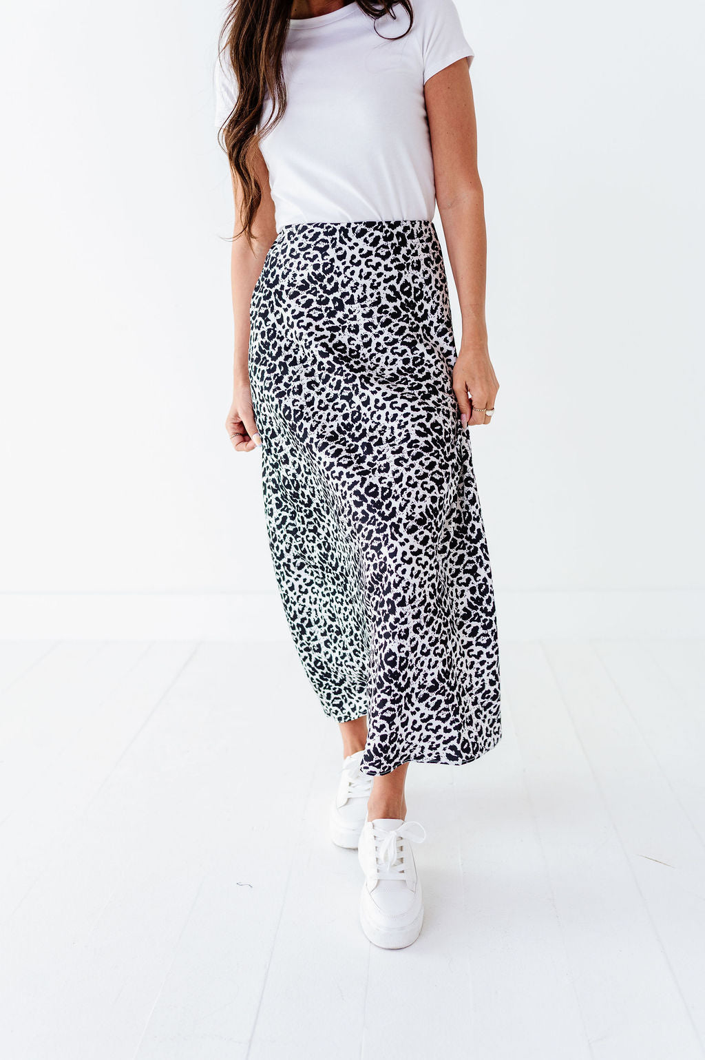 Estella Leopard Skirt in Ivory