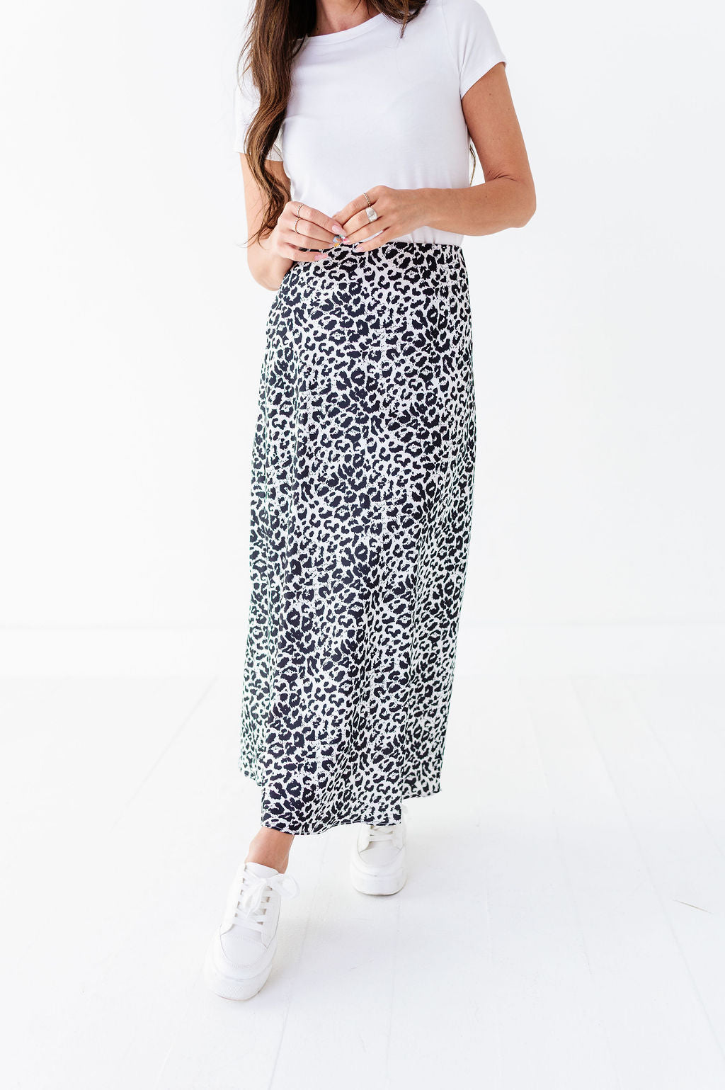 Estella Leopard Skirt in Ivory