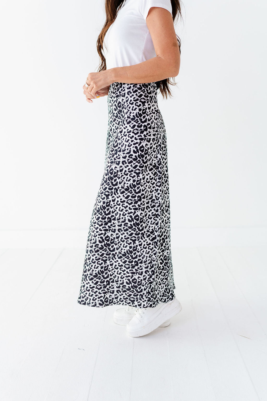 Estella Leopard Skirt in Ivory