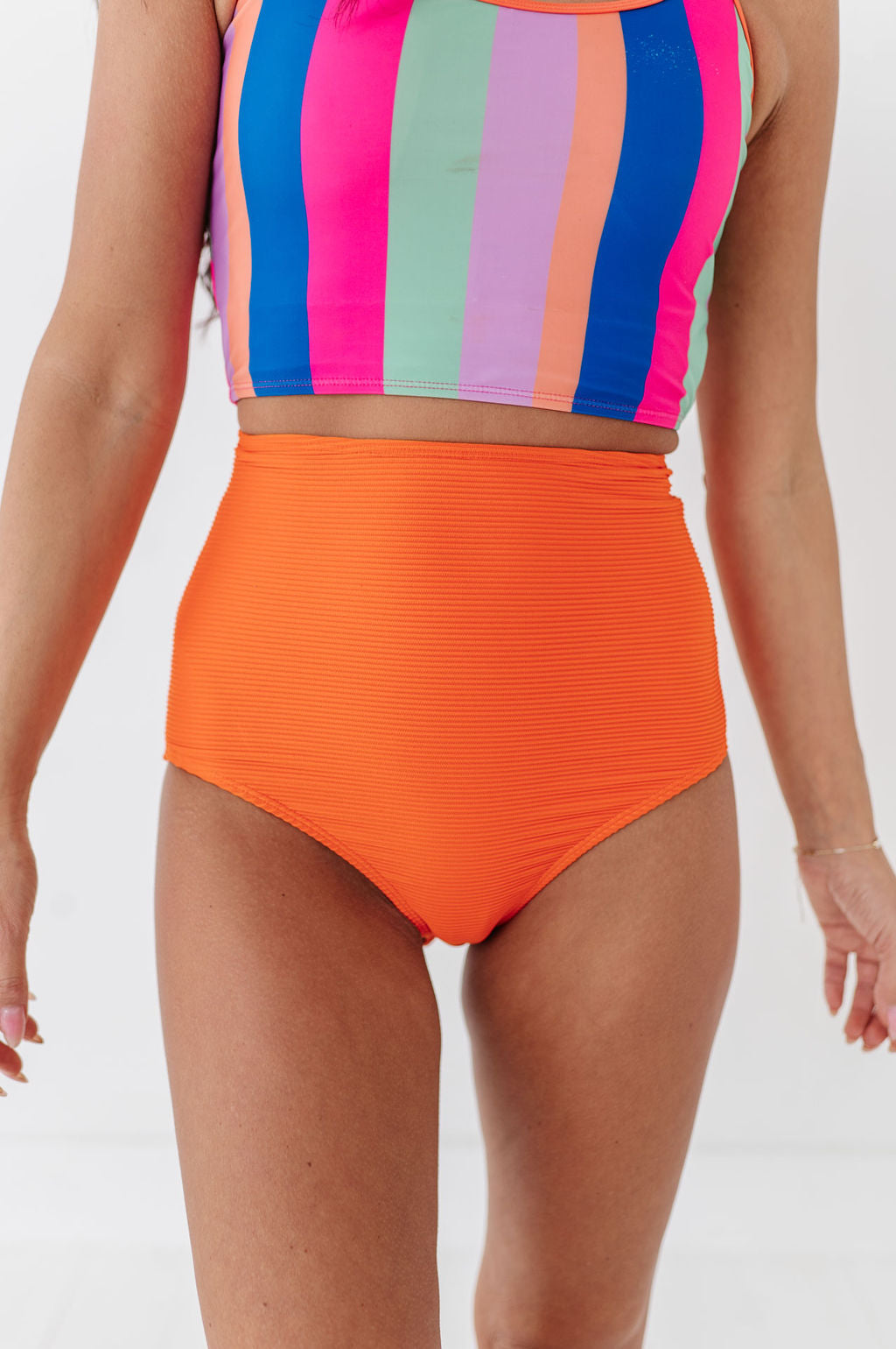 High Waisted Textured Bottom in Poppy - Size XS Left