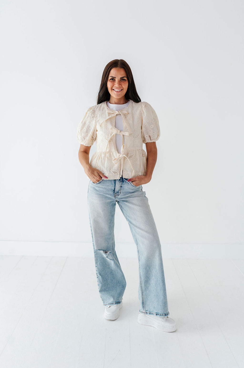 Lacey Tie Front Blouse