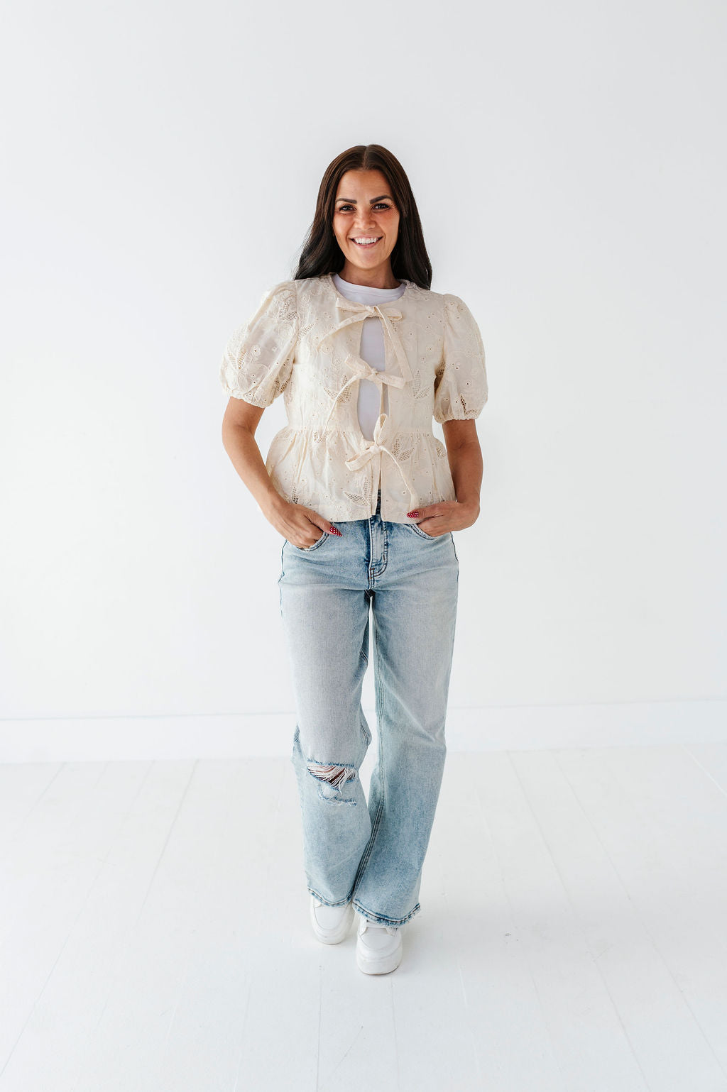 Lacey Tie Front Blouse