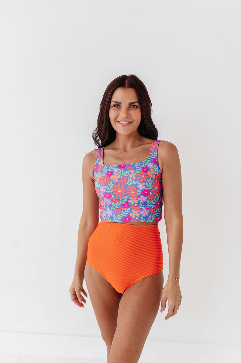 High Waisted Textured Bottom in Poppy - Size XS Left
