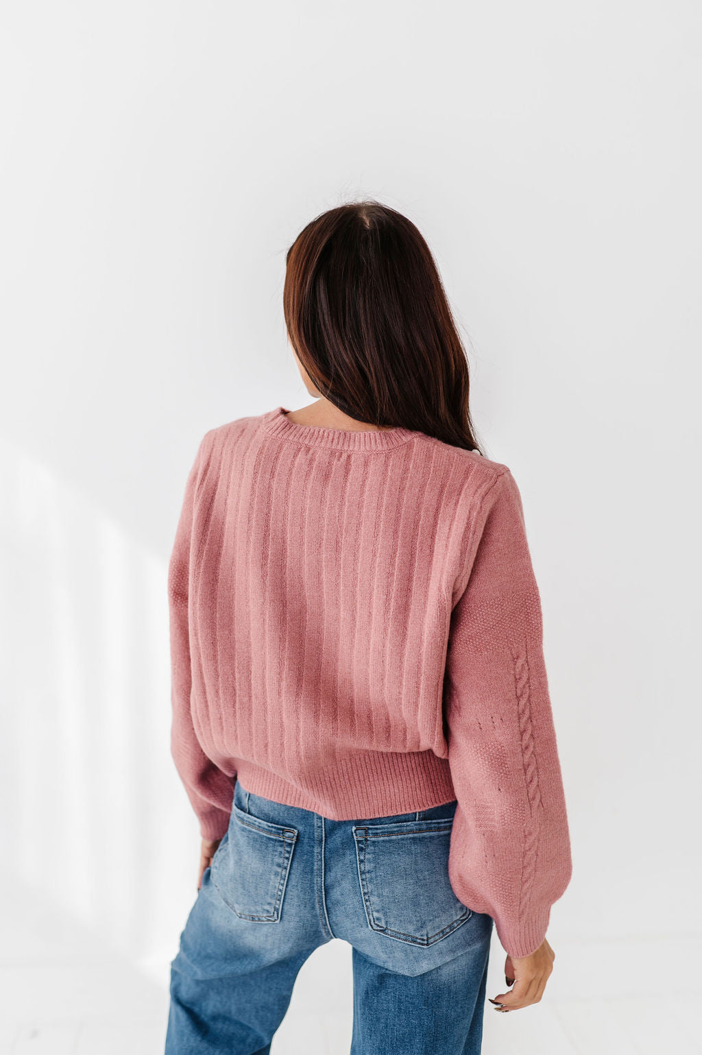 Blakely Ribbon Cardigan in Mauve