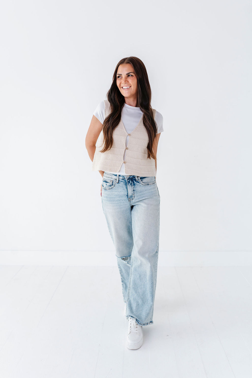 Olly Knit Vest in Oatmeal