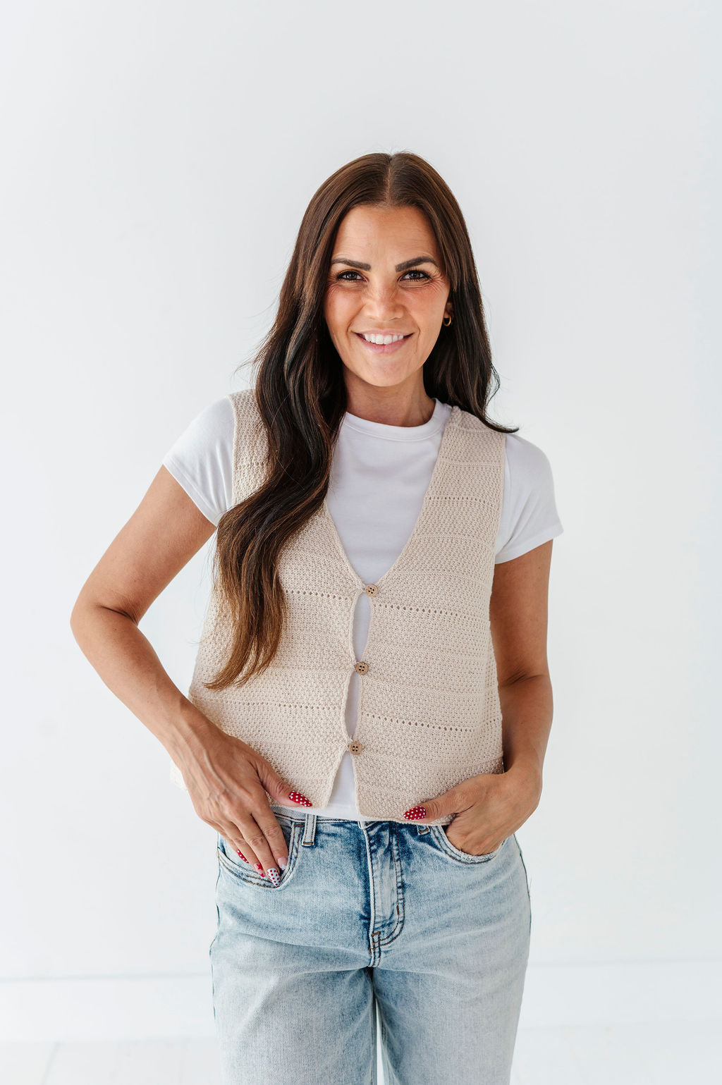 Olly Knit Vest in Oatmeal
