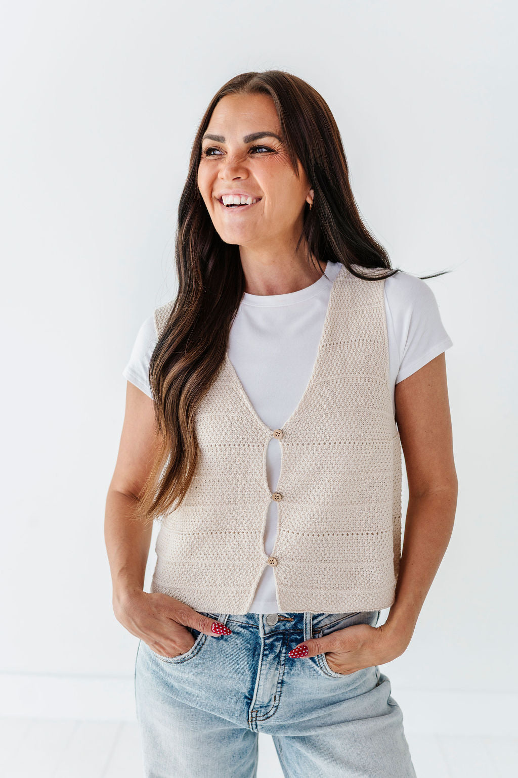 Olly Knit Vest in Oatmeal