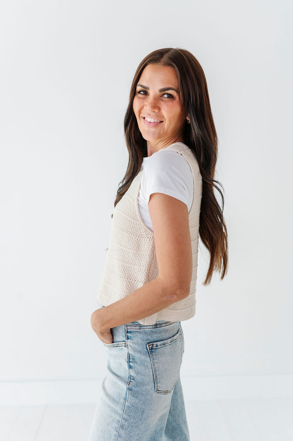 Olly Knit Vest in Oatmeal