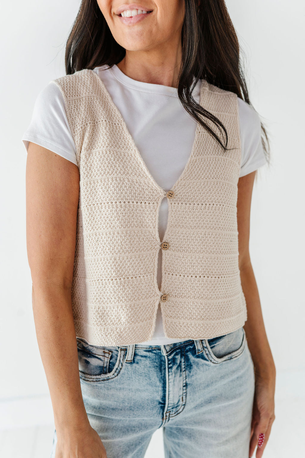 Olly Knit Vest in Oatmeal