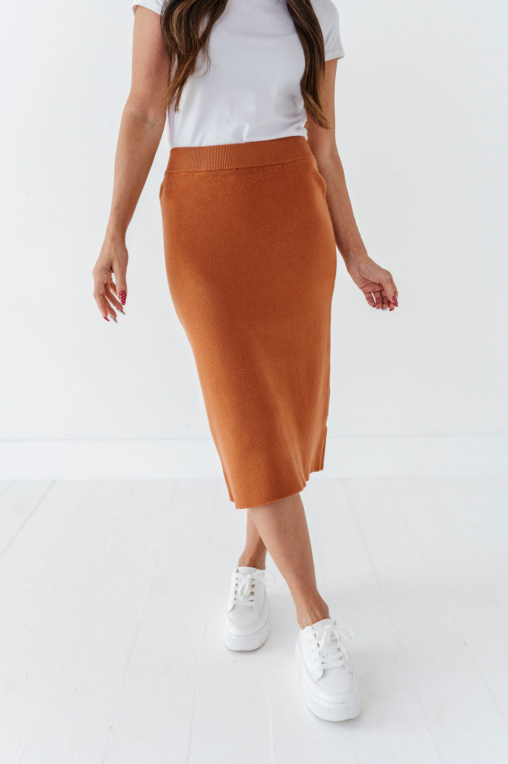 Jayden Sweater Skirt in Golden Brown