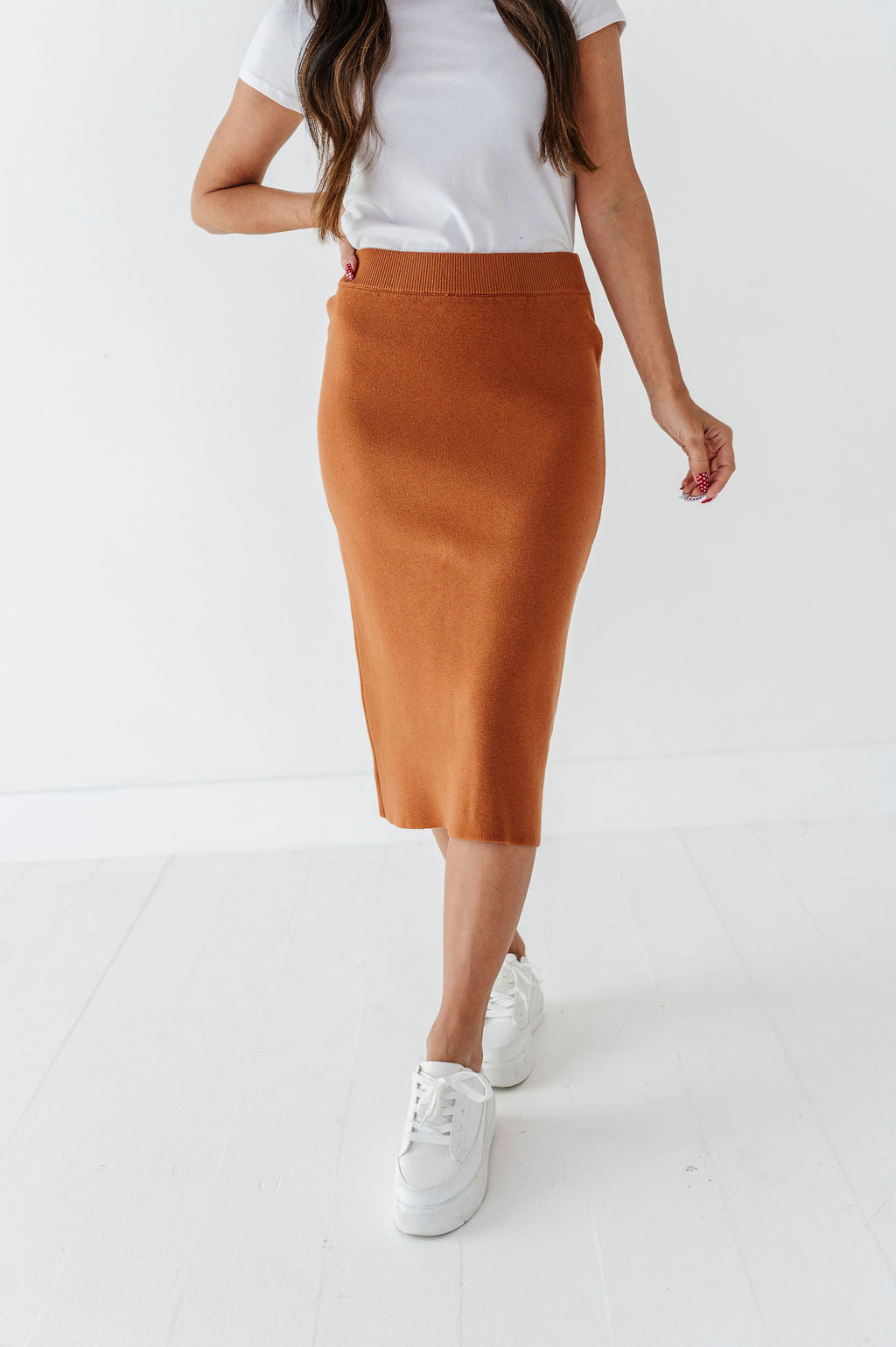 Jayden Sweater Skirt in Golden Brown