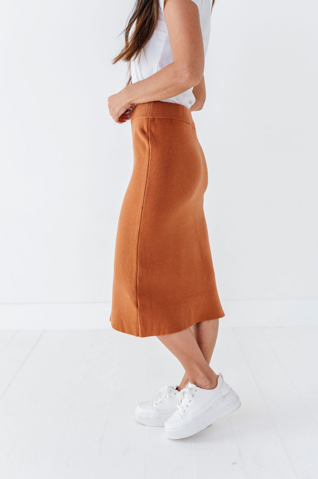 Jayden Sweater Skirt in Golden Brown