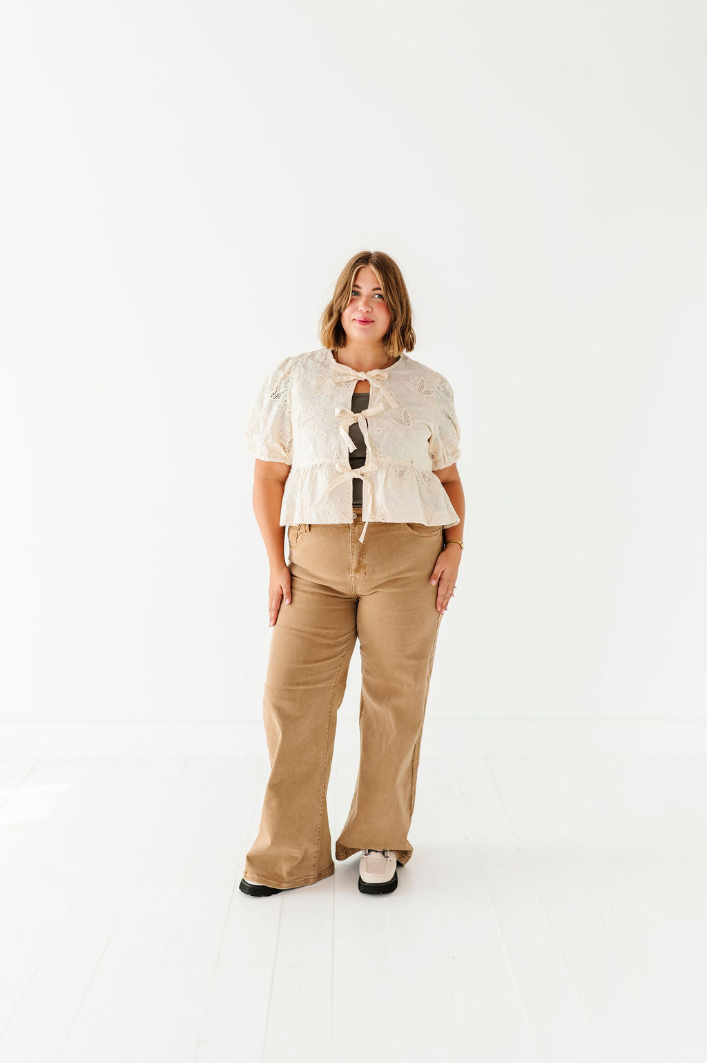 Lacey Tie Front Blouse