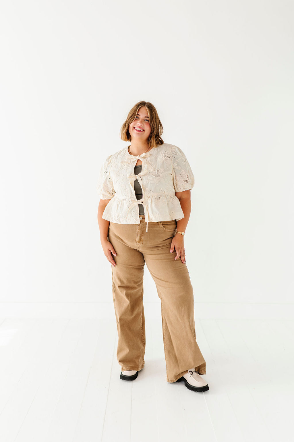 Lacey Tie Front Blouse