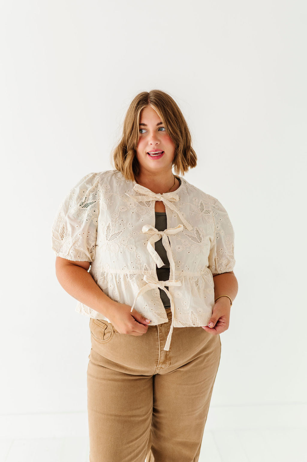 Lacey Tie Front Blouse
