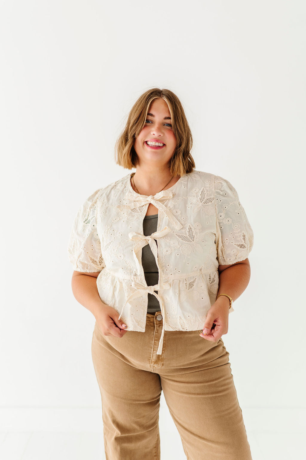 Lacey Tie Front Blouse