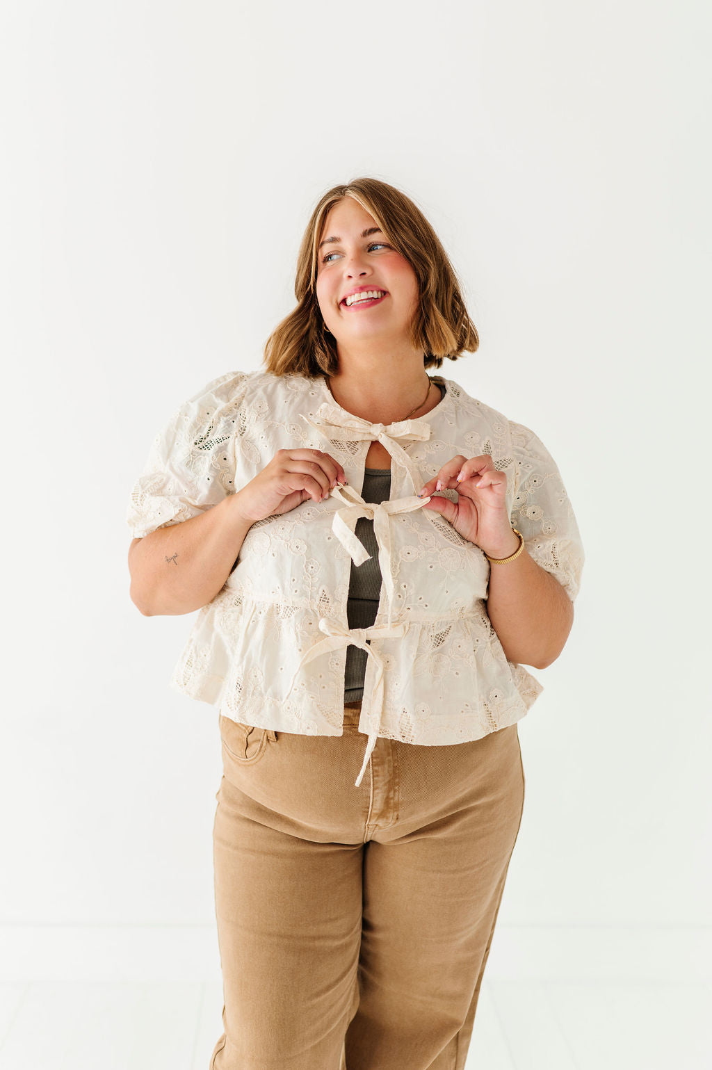 Lacey Tie Front Blouse