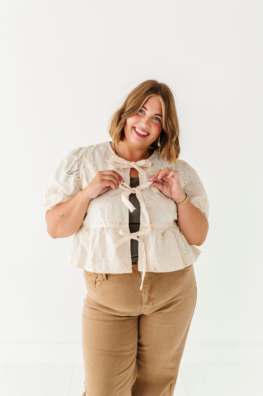 Lacey Tie Front Blouse