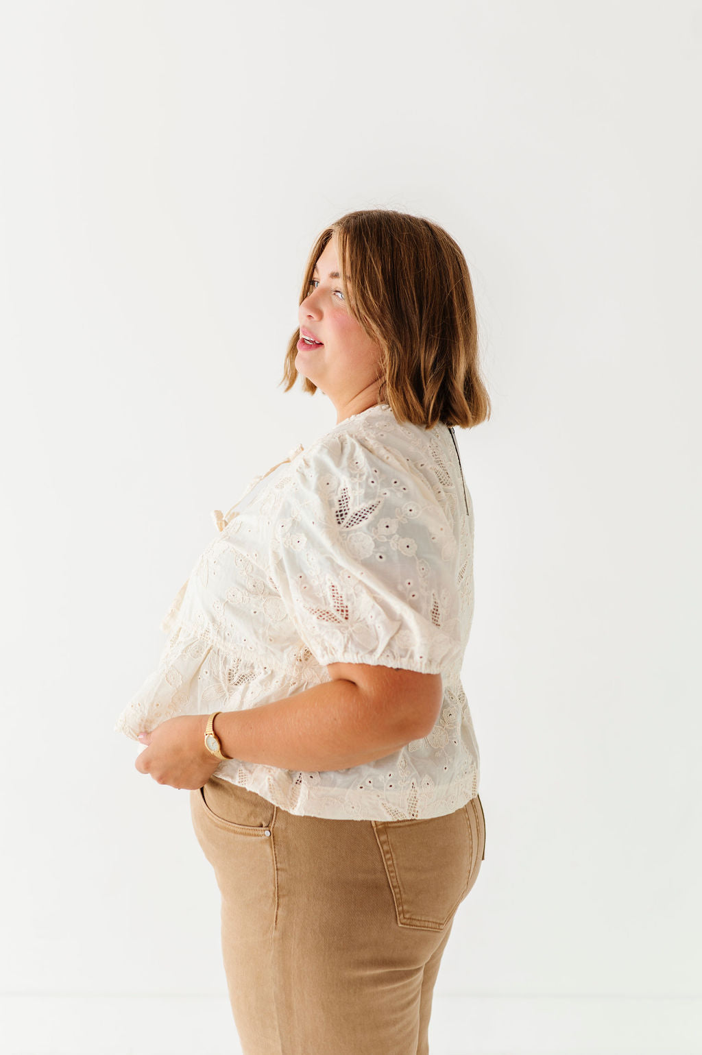 Lacey Tie Front Blouse