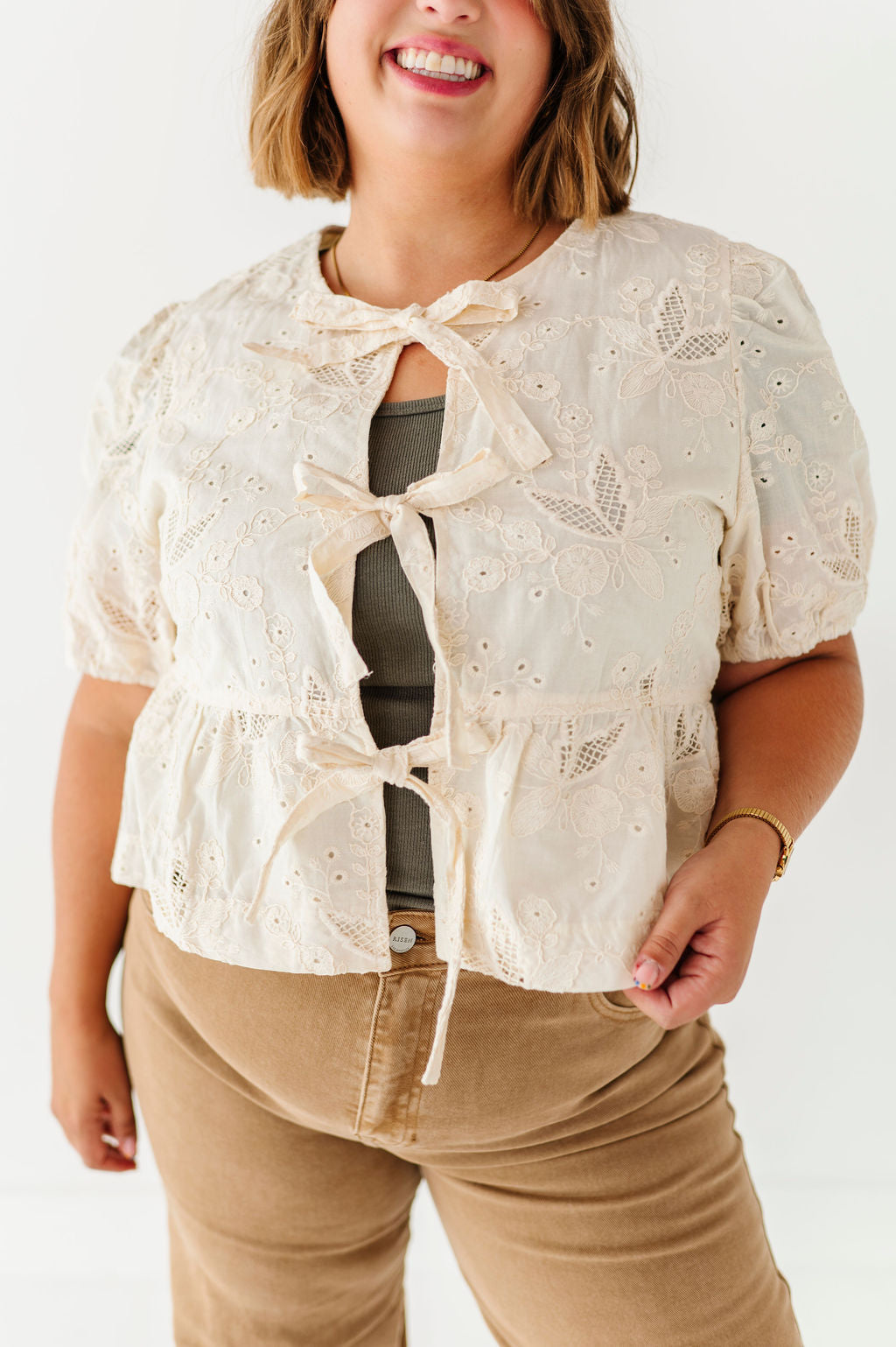 Lacey Tie Front Blouse