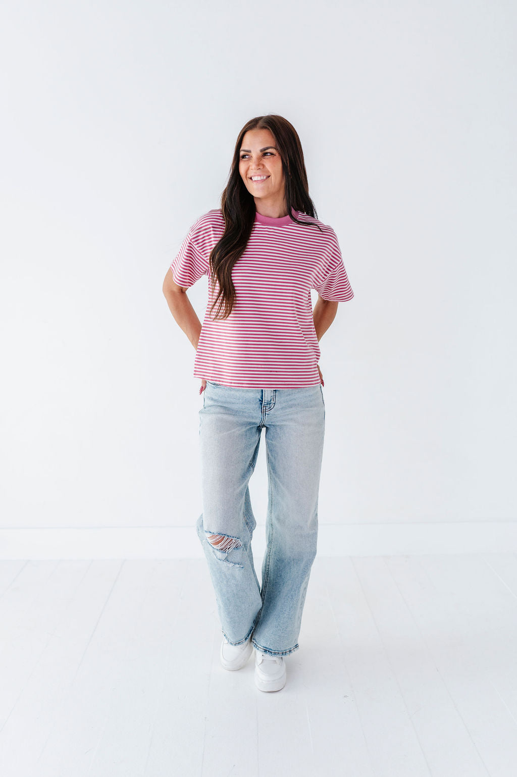 Kai Striped Top in Rose