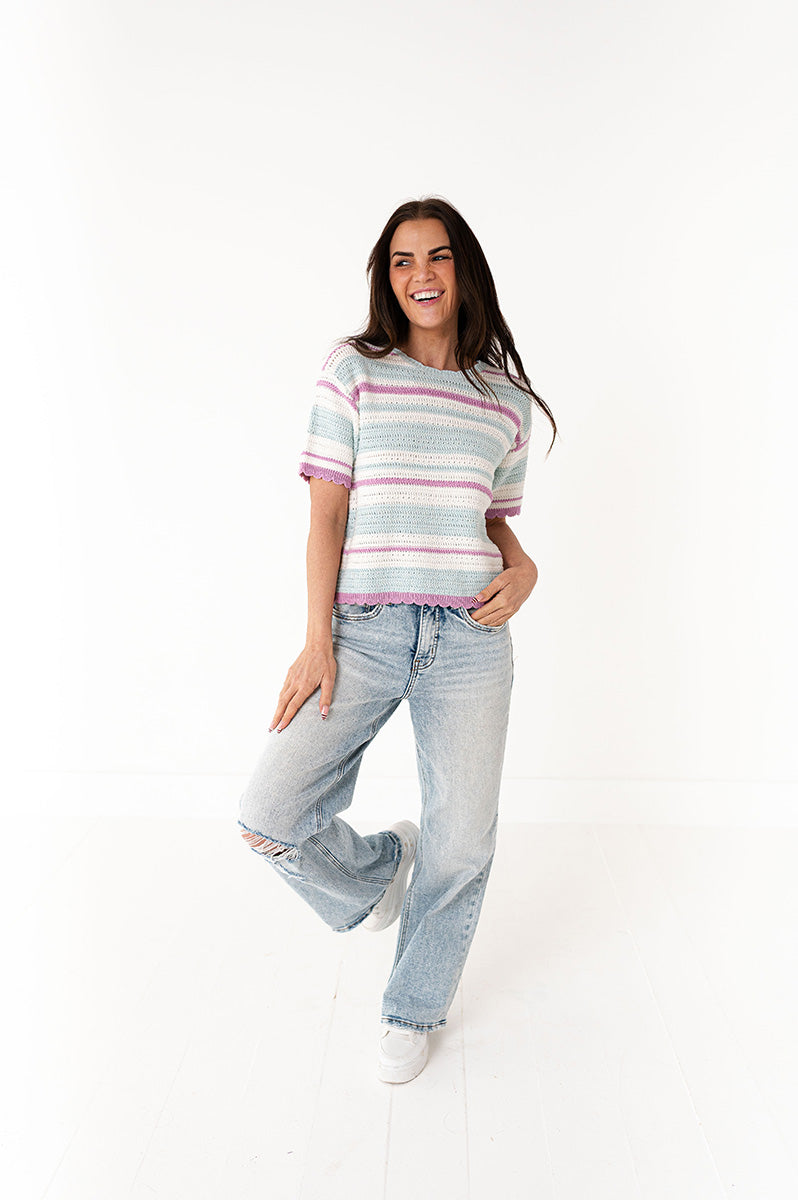 Misty Striped Top in Orchid