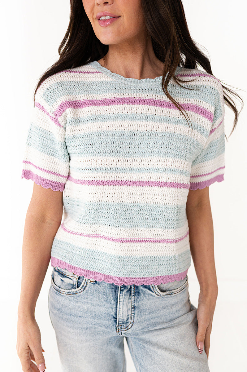 Misty Striped Top in Orchid