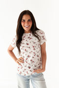 Heather Floral Ribbed Tee in Cherrywood