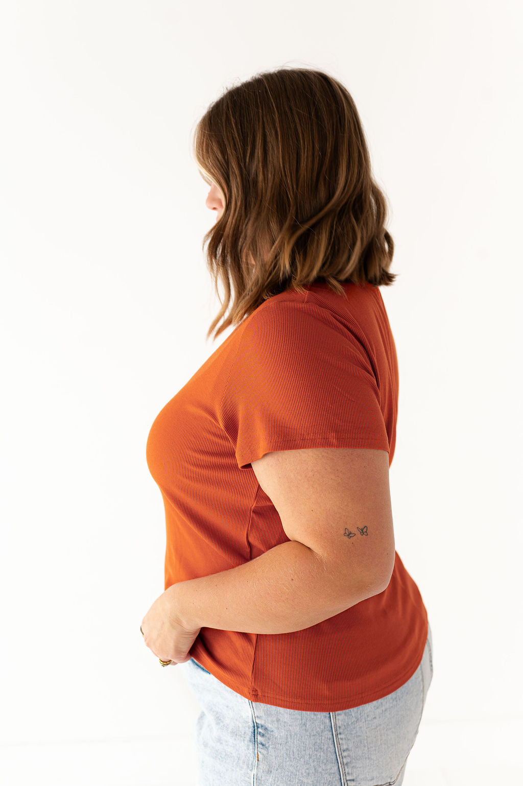 Brandy Ribbed Top in Rust