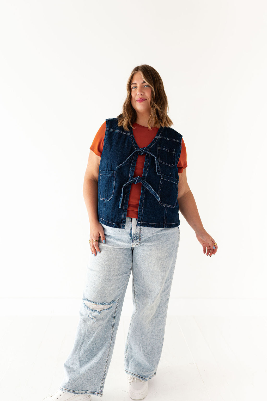 Brandy Ribbed Top in Rust