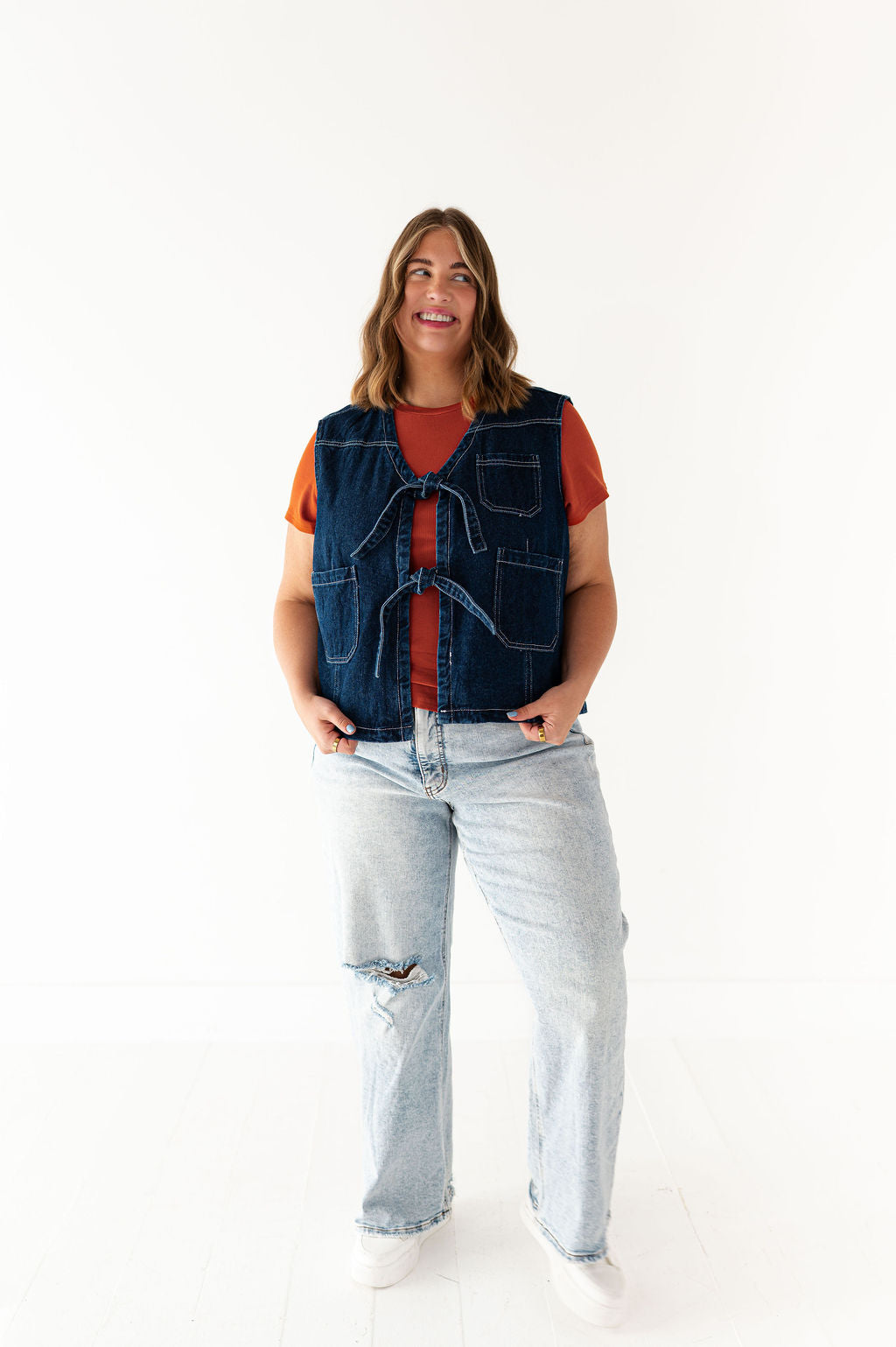 Brandy Ribbed Top in Rust