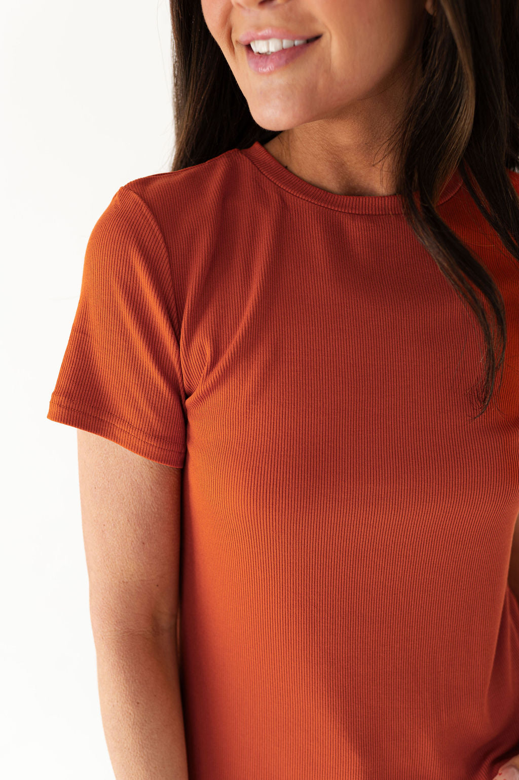 Brandy Ribbed Top in Rust